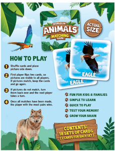 World of Animals Matching Game