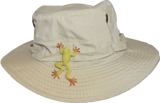 Bucket Hat with Snap-On Frog - Khaki