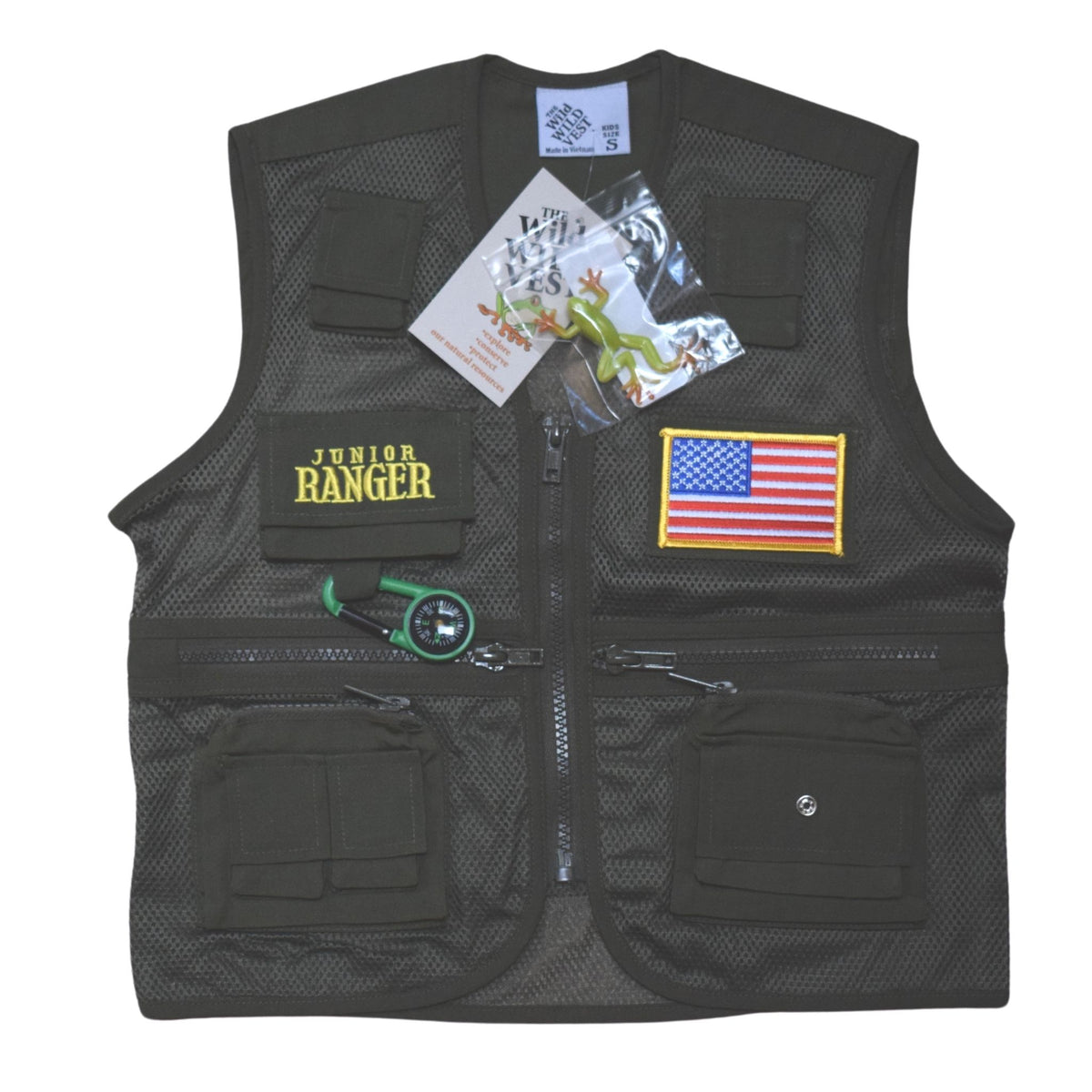 Jr Ranger Vest - Park Ranger Green with American Flag – Jr Ranger Shop