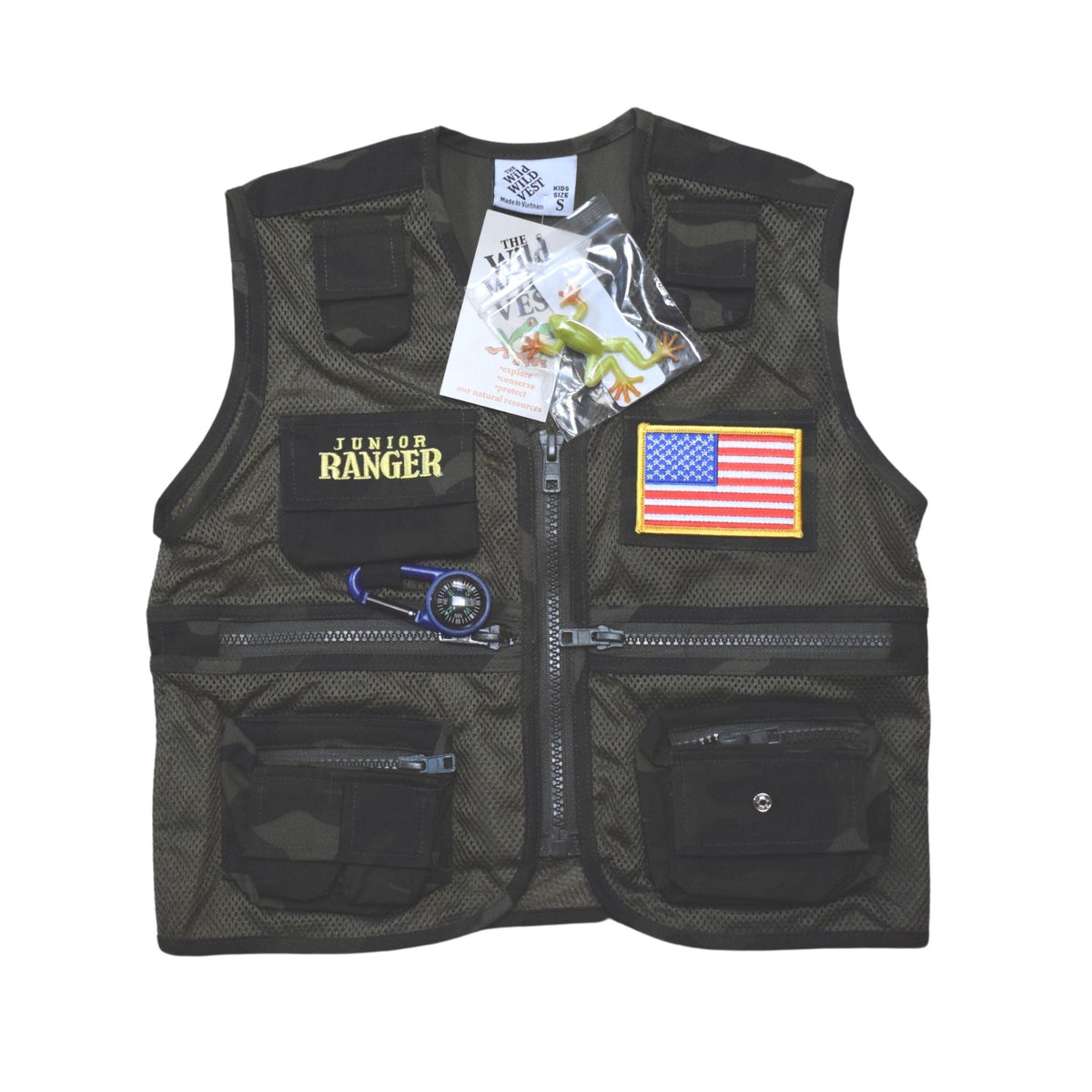 Jr Ranger Vest - Green Camo with American Flag – Jr Ranger Shop